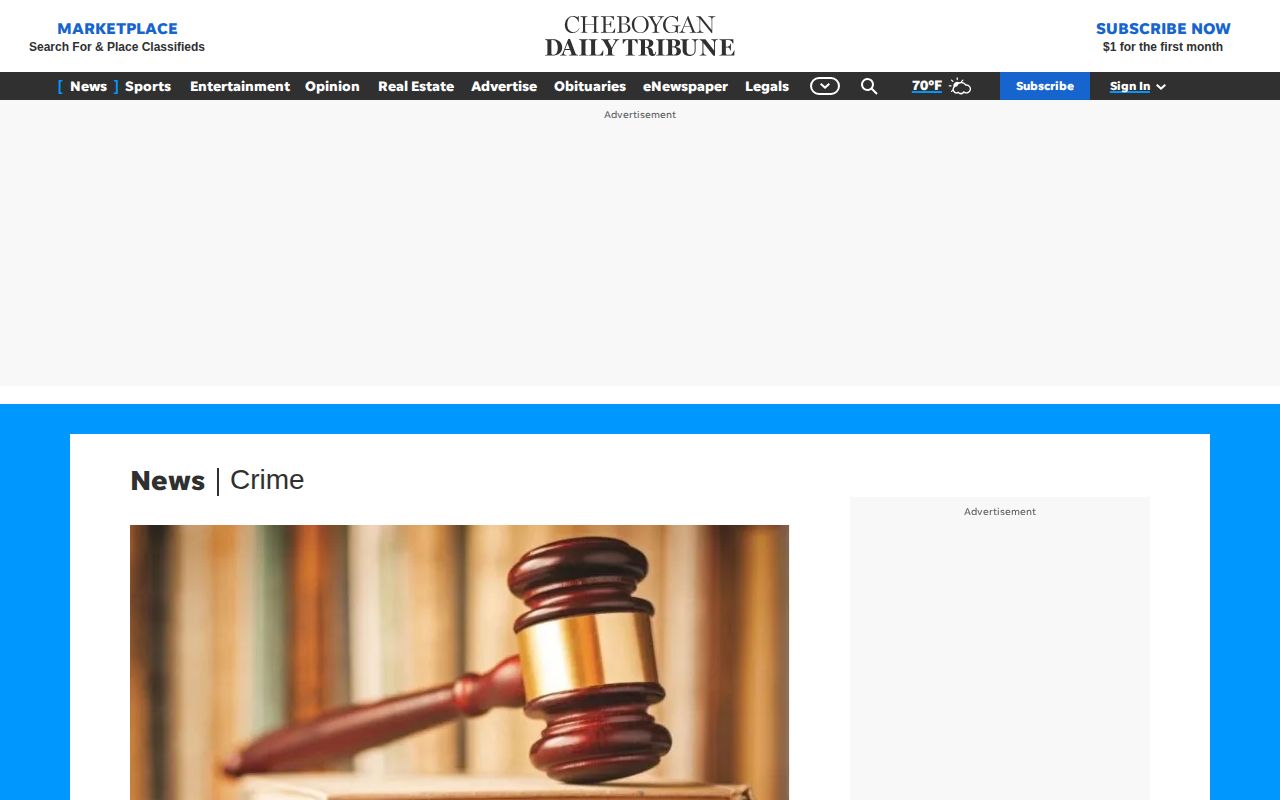 Cheboygan Daily Tribune crime news page for Cheboygan County arrest records